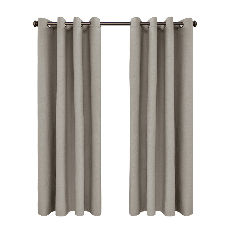 Paire de rideaux 100% lin occultant (2 panneaux), Taupe, L 52 po x L 84 po