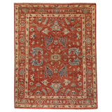 Charleigh-Ushak Hand Knotted Wool Oriental Area Rug in Red
