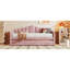 Lit de jour simple rembourré avec lit gigogne, velours rose, pratique pour le confort-13492838