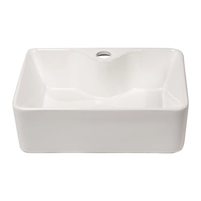 Modern Ceramic Vessel Sink 16"X12" - Bathroom, Rectangular, White, Stain- Bathroom Look, Acid Resistance Surface