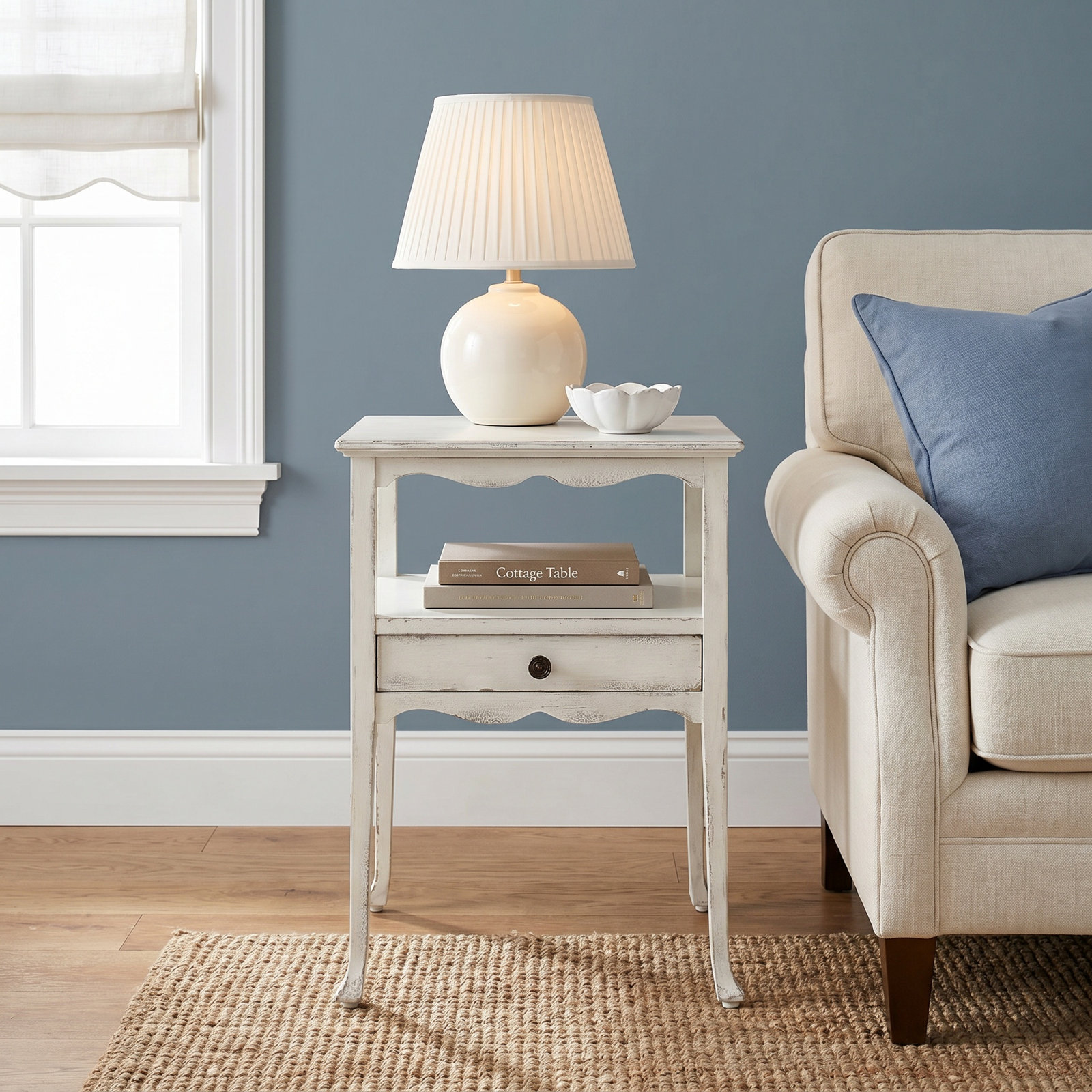 Aileen End Table with Storage, Magnolia White