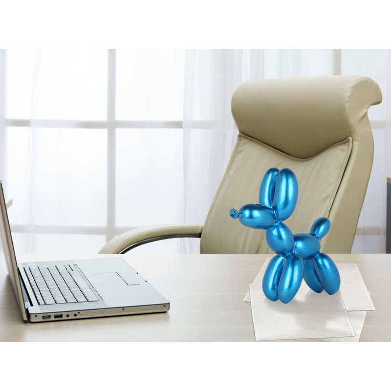 Dog Balloon Large Resin Statue, Blue, 27cm H x 26cm W x 9.5cm D