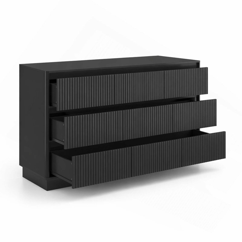 Meuble télé 9 tiroirs Mid-Century, Black
