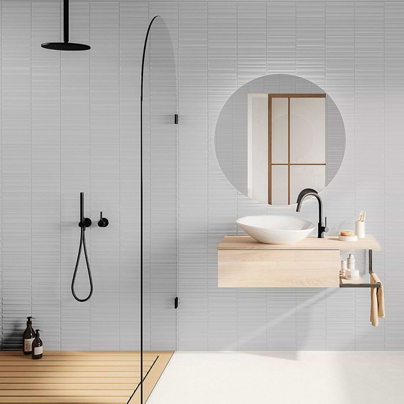 Sydney 8x16 3D Mixed Finish Ceramic Tile, Silver