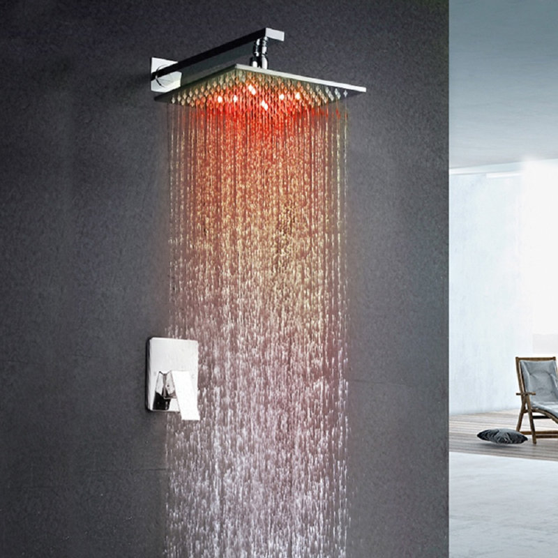 Amancio Wall Mount LED Rainfall Shower Set with Handheld, Chrome