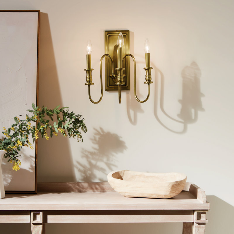Dilnoor Candle Wall Light, Natural Brass