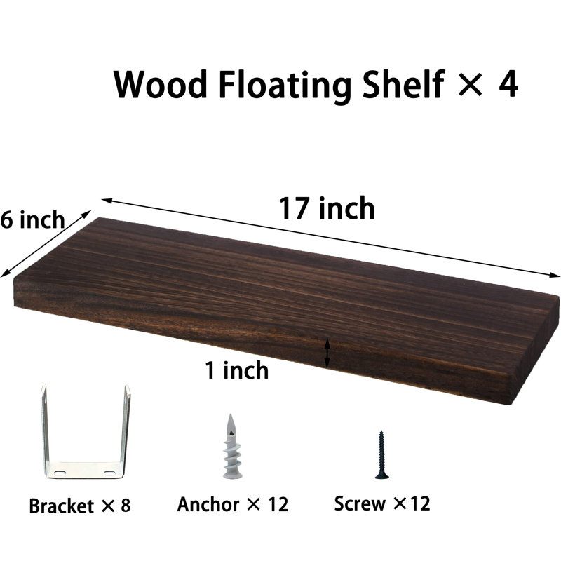 Fein 4 Piece Floating Shelf, Brown