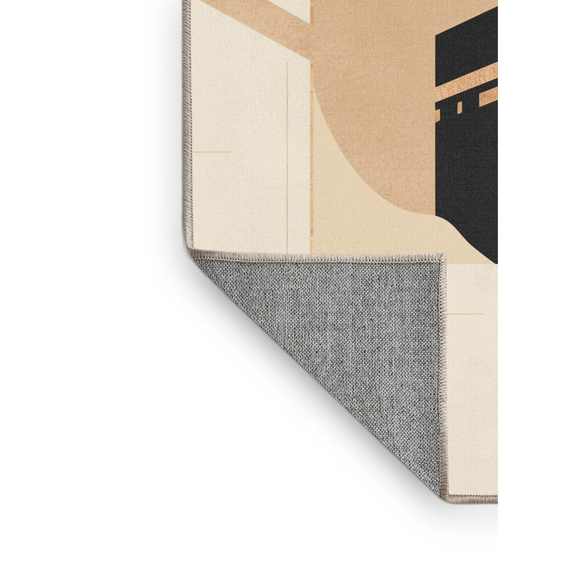 Tapis beige lavable à la machine Bates, 6 X 9