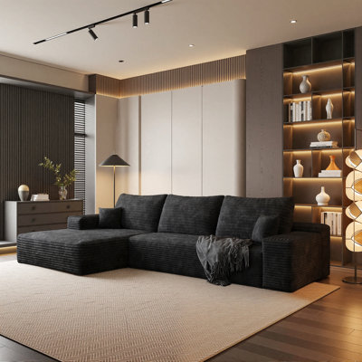 108" Modular Sectional Sofa For Living Room Modern L-Shape Cloud Couch Compression Upholstered Corduroy Fabric Deep Seat With Chaise