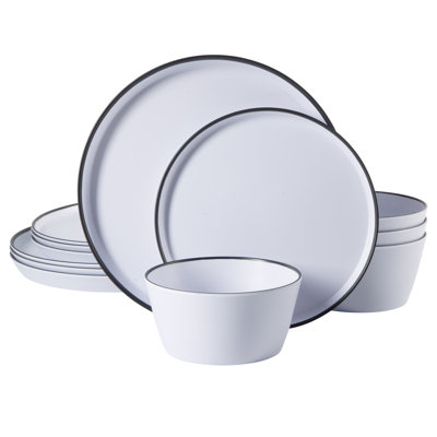 Gibson Home Folsom Shores 12 Piece Melamine Dinnerware Set