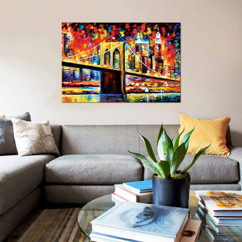 Brooklyn Bridge by Leonid Afremov - No Frame Painting on Canvas, 66.04 cm H x 45.72 cm W x 1.91 cm D