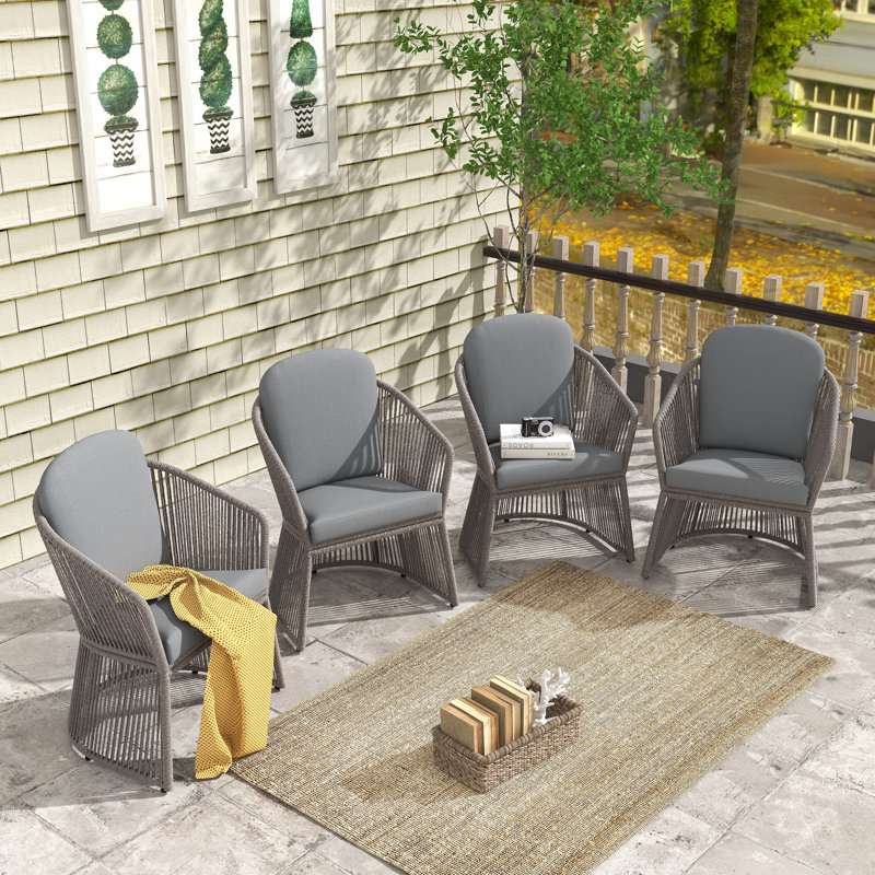 Fauteuil d'extérieur avec coussin, Gris foncé