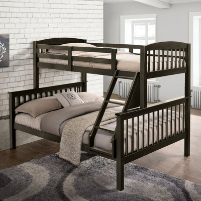 Lit gris avec style transitionnel, conception à lattes, angle, lit double simple en bois franc massif, l 60 po x P 81 po H 68 po pour la chambre à coucher