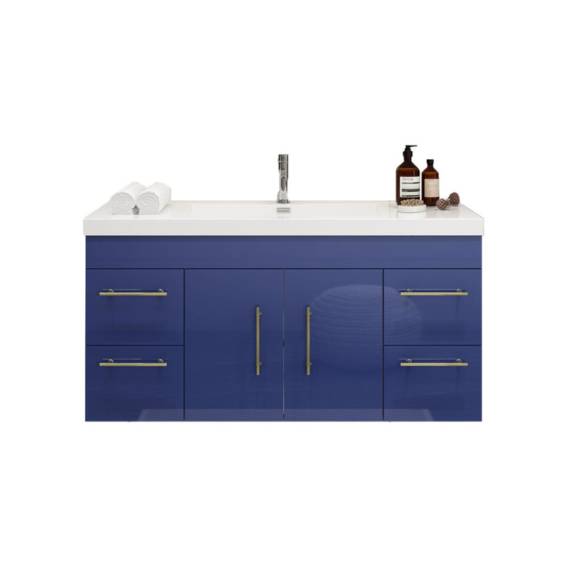 Romer 47.2'' Single Bathroom Vanity with Acrylic Top, Night Blue, Sliver