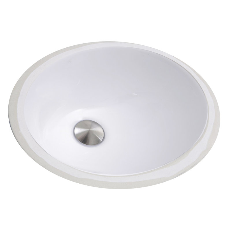 Great Point Vitreous China Oval Undermount Bathroom Sink with Overflow, White