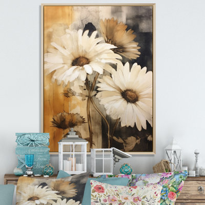 " Vintage Brown Daisies Flower II "