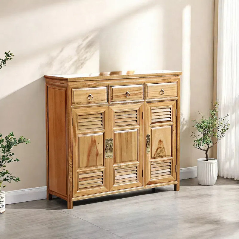 Armoire d'entrée en bois de camphre massif, Bois naturel