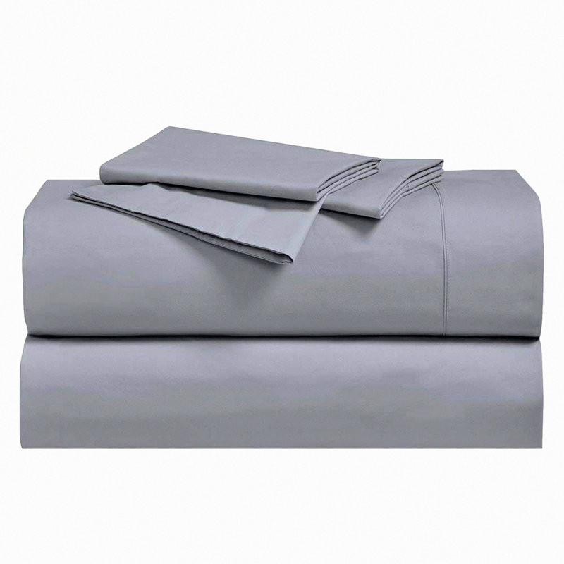 CottonLux Crisp Percale Pillowcases - 300TC Solid Set, Standard Size, Gray - Breathable 100% Cotton Bedding for a Luxurious Night's Sleep