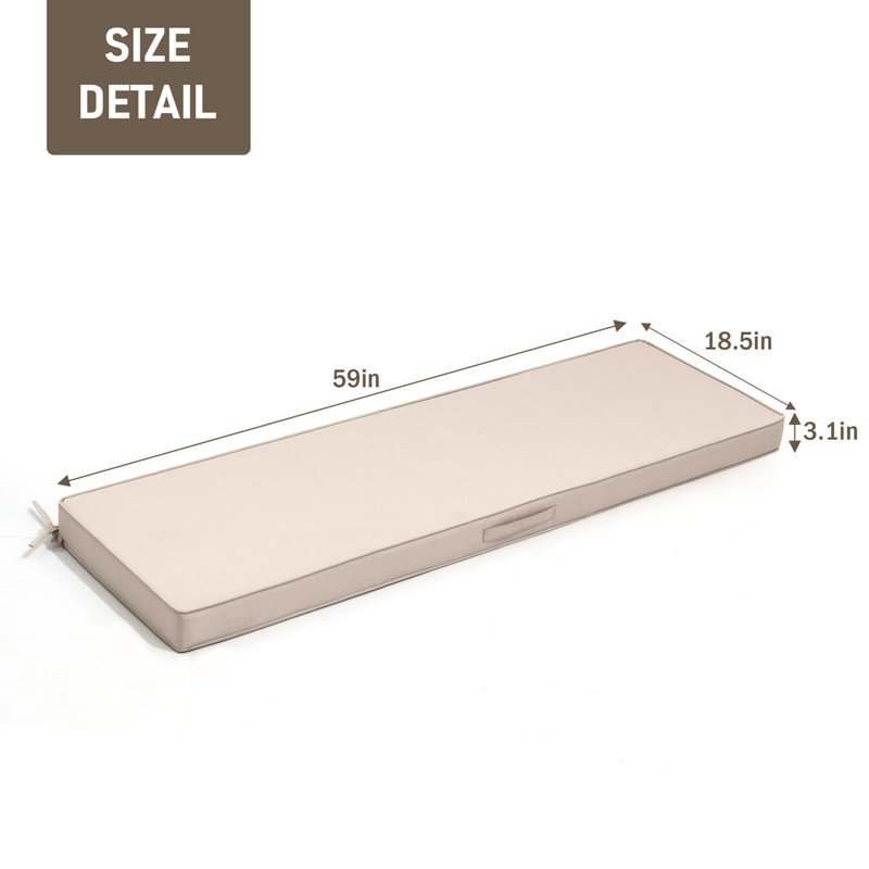 Coussin de banc d'extérieur, Beige, L 59 po x P 18,11 po