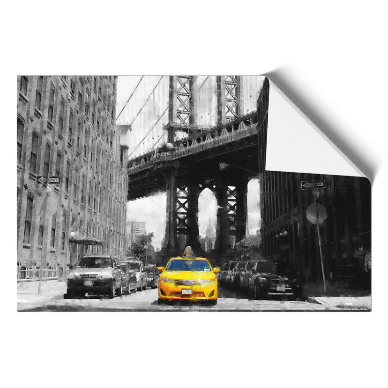 Yellow Taxi Cab Painting - Frameless Print, 21cm H x 30cm W x 0.1cm D