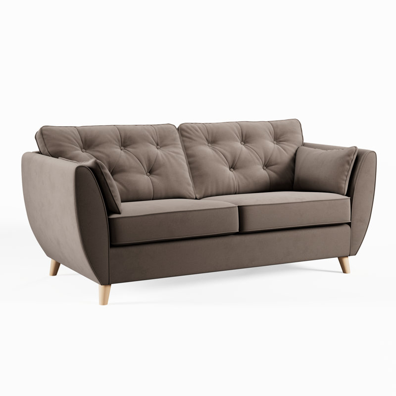 Birjesh 186Cm Fixed Sofa, Mole, Beige Wood