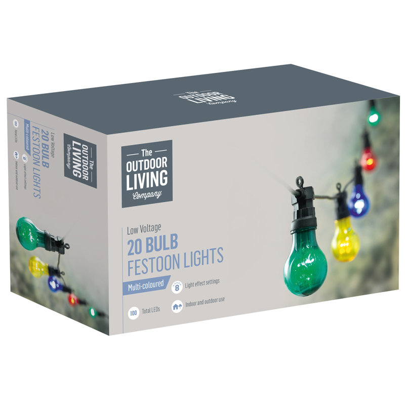 1450cm 20 - Bulb Globe String Light, Green/Yellow/Blue