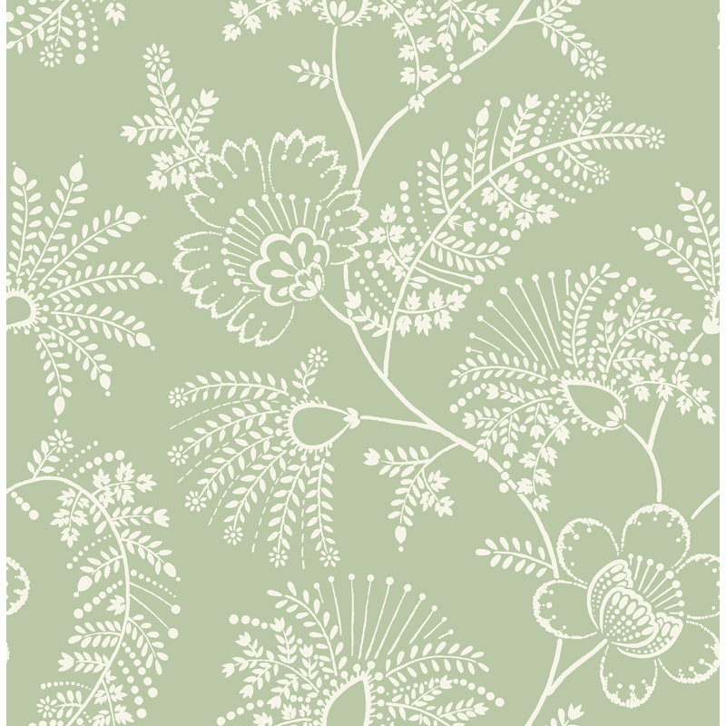 Auna Floral Wallpaper Roll, Light Green