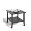 Table d'appoint extérieure durable en métal noir carré, conception à 2 niveaux pour une utilisation toutes saisons et un rangement amélioré-1274456150