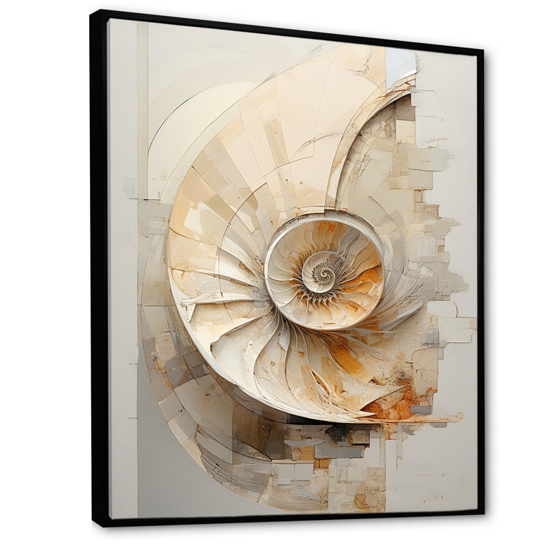 «Abstract Snails Nautilus I» sur toile, H 20 po x l 12 po x P 1 po, Cadre flottant noir