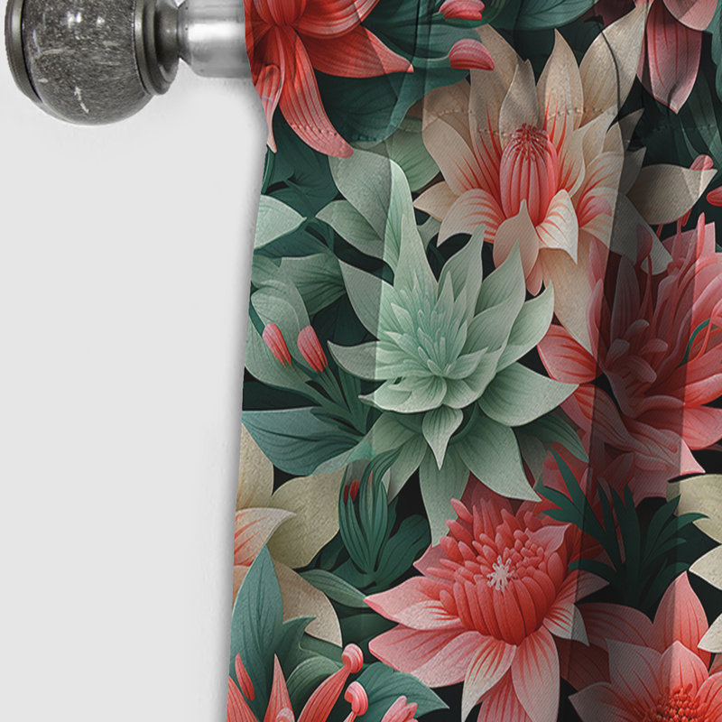 Rideau à motif floral Tropic - motif floral - 1 panneau, L 52 po x L 108 po