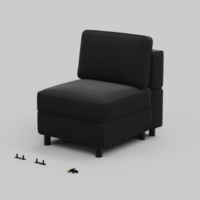 Velvet Fabric Single Chair, Armless Chair For Modular Sofa