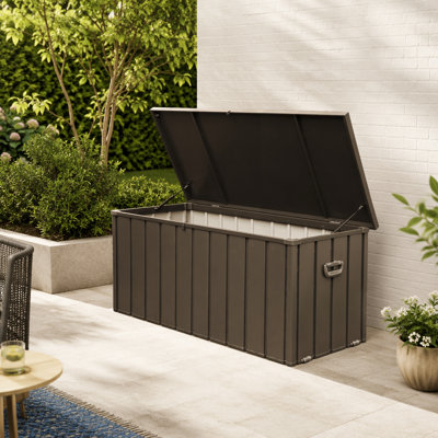 150 Gallon Outdoor Storage Deck Box Waterproof, Large Patio Storage Bin for Outside Cushions, Throw Pillows, Garden Tools, Lockable, Resin bottom