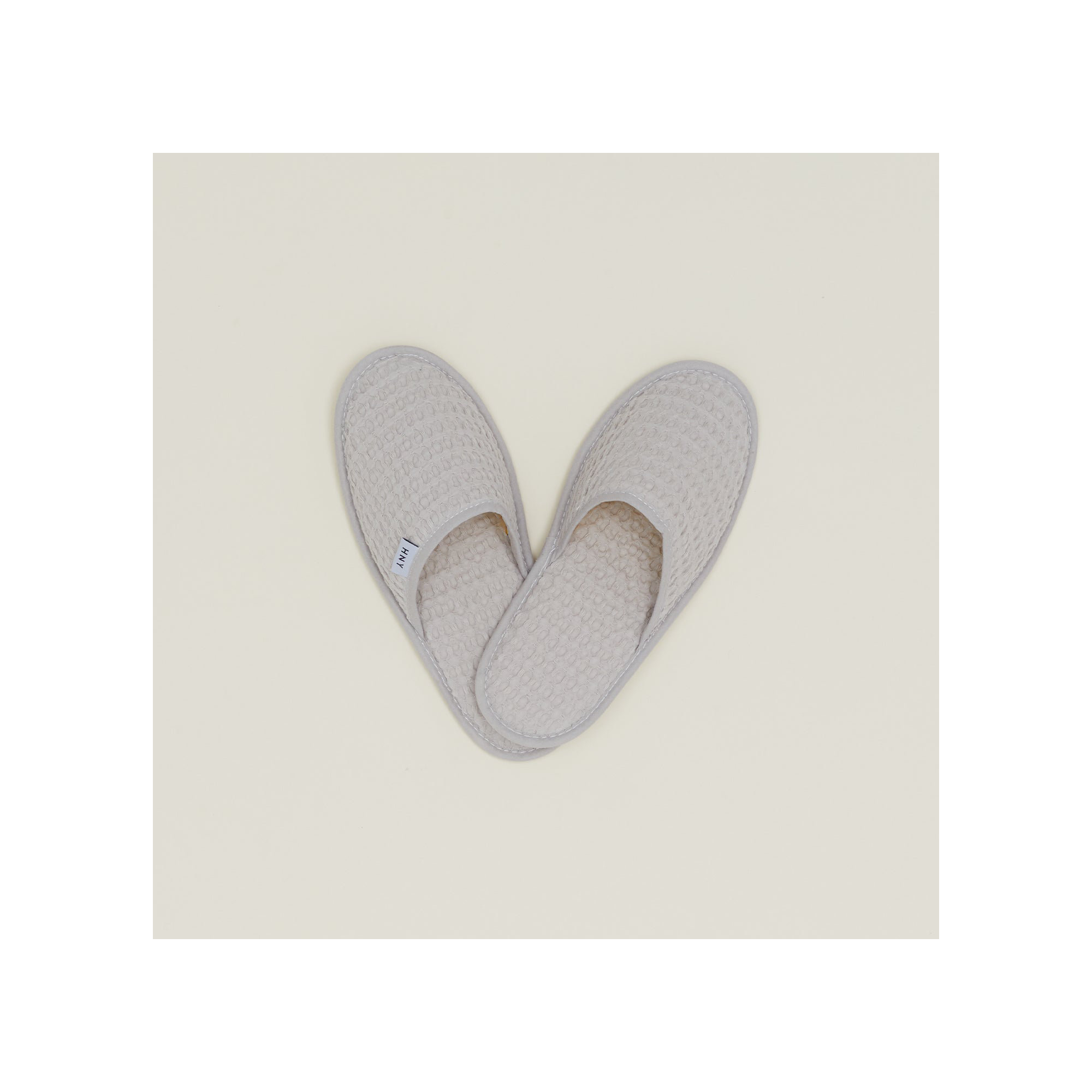 Simple Cotton Waffle Slippers, Light Gray, Medium