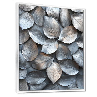 Copper Silver Pewter Leaves III - Leaves Wall Art for Living Room