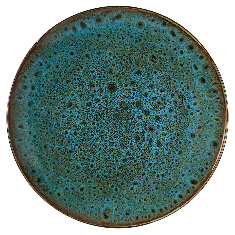 Kyoto Teal and Bronze Reactive Glaze Ceramic Dinnerware Set, Service for 4