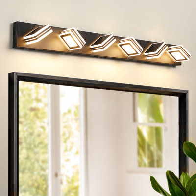 39 Inch,modern Black 6-light 5cct Dimmable Led Vanity Light With 360° Rotatable Acrylic Head,for Bathroom,living Room