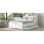 Lit double blanc avec tête de lit et ports - 3 tiroirs, lit gigogne simple, rangement en bois massif-290137144