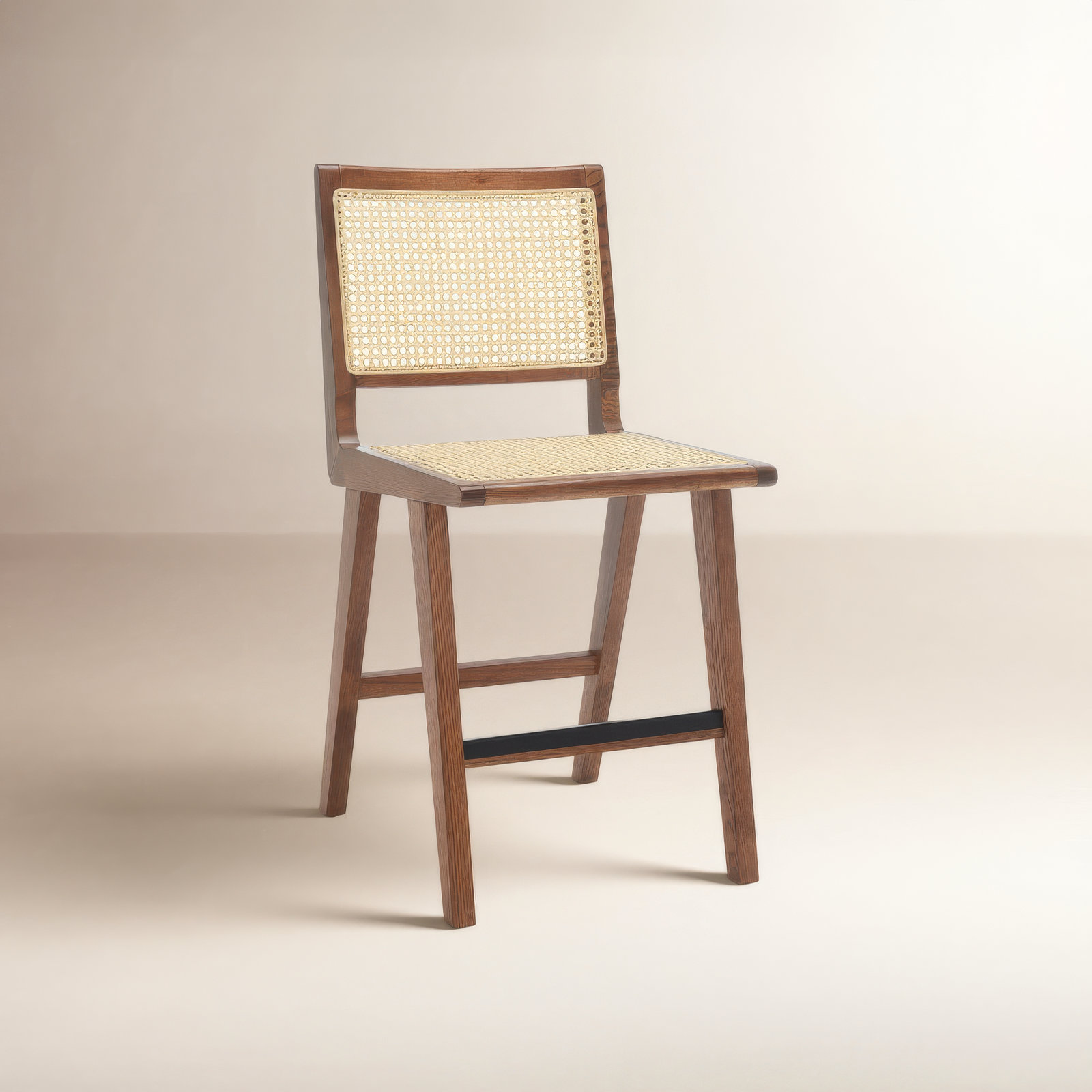 Atticus Cane Bar & Counter Stool, Walnut, Counter Stool (23.2" Seat Height)