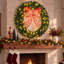 Couronne de Noël à DEL avec grand nœud rouge-1939768695