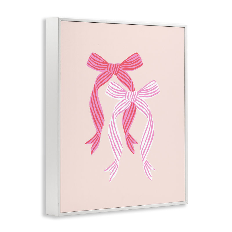 Giclée sur toile rose à rayures, conception de Krissy Mast, H 14 po x l 11 po, Estampe numérique encadrée blanc bord de mer