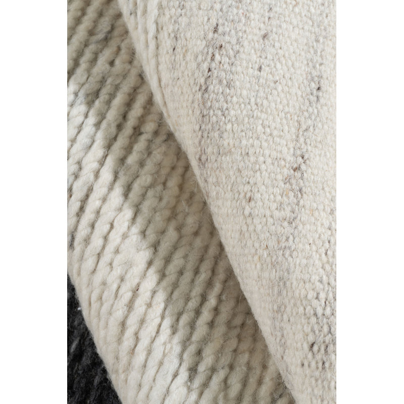 Flatweave Wool Abstract Area Rug in Cream/Gray/Black