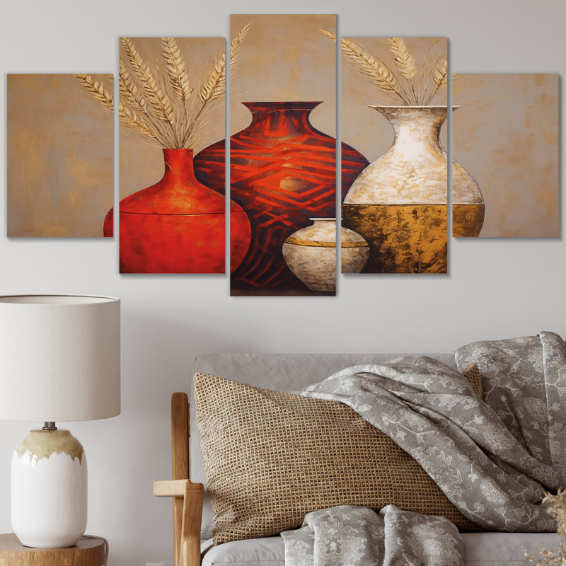 Boston - Boho Pottery Wall Decor - 5 Panels
