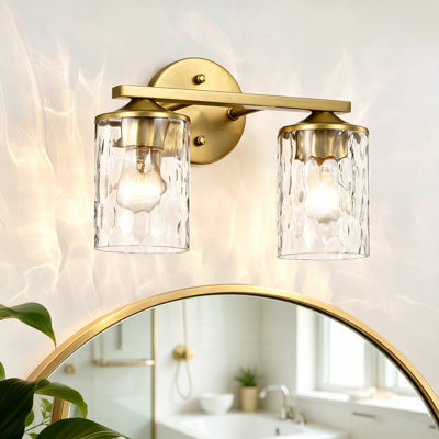 3 lumières 21 po Éclairage pour meuble-lavabo noir mat / nickel brossé / or avec abat-jour en verre transparent martelé