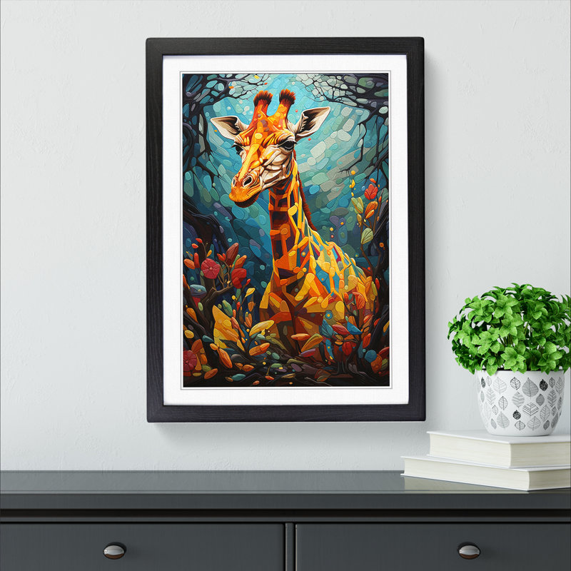 Giraffe Orphism - Framed Print, Black, 46cm H x 34cm W x 2cm D