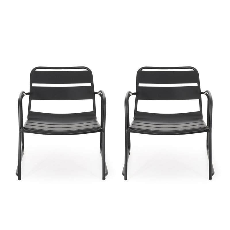 Backyard & Patio Essential Chair: In Matte Black Iron, 24.16 In. Depth, 13.65 Lb Iron Chair , Enhancing Ambiance Of Patio, 24.62"H X 24.16"D,