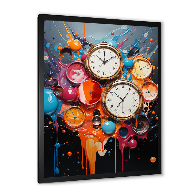 " Abstract Watches Collage I ", 32" H x 24" W x 1" D, Black Single Picture Framed