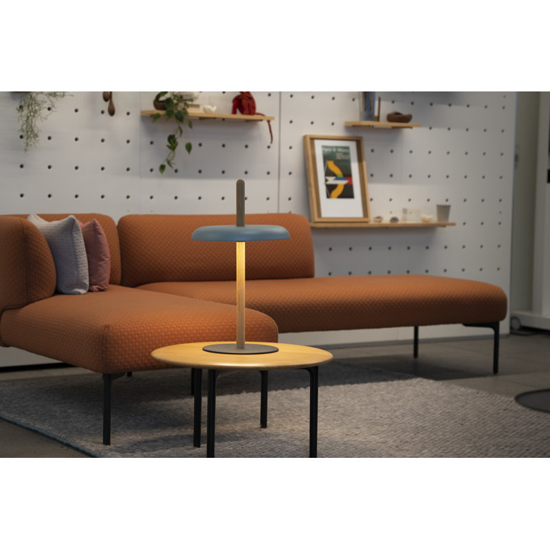 Lampe de table Nivél, Noyer, Bleu ardoise