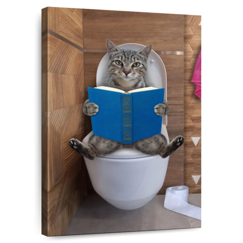 Ketti Tabby Cat Toilet Time, 51" H x 34" W