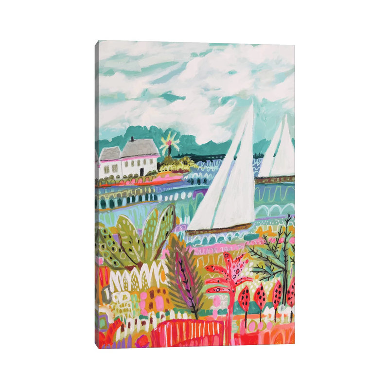 Two Sailboats And Cottage II by Karen Fields - Wrapped Canvas Gallery-Wrapped Canvas Giclée, 101.5cm H x 66cm W