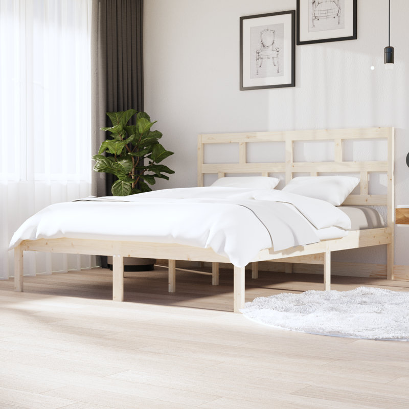 Bed Frame Solid Wood, natural, Double (4'6)